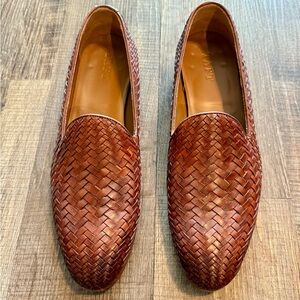 Taft Brown Woven Leather Slip-On Loafers